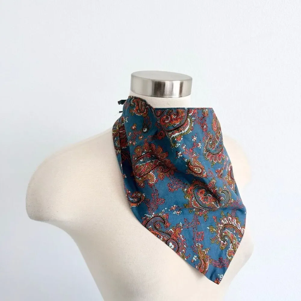 Vintage Floral Blue Paisley Flowers Head Scarf Bandana